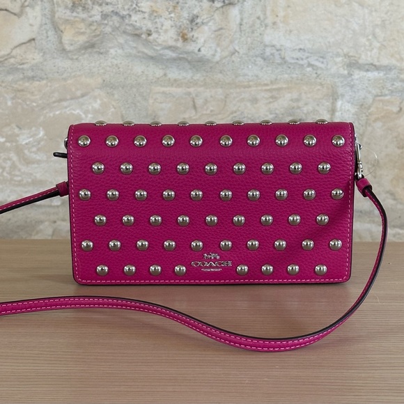 Coach Handbags - Coach Rivets Studded Foldover clutch crossbody NWT Authentic Women Gift
